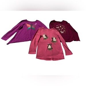 Girls 5T 3 Pack Long Sleeve Graphic T-Shirts